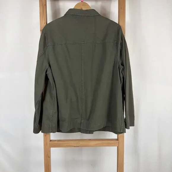 Who What Wear Green Embroidered Pockets Button Up Jacket #1239 Size 2X - Picture 4 of 6